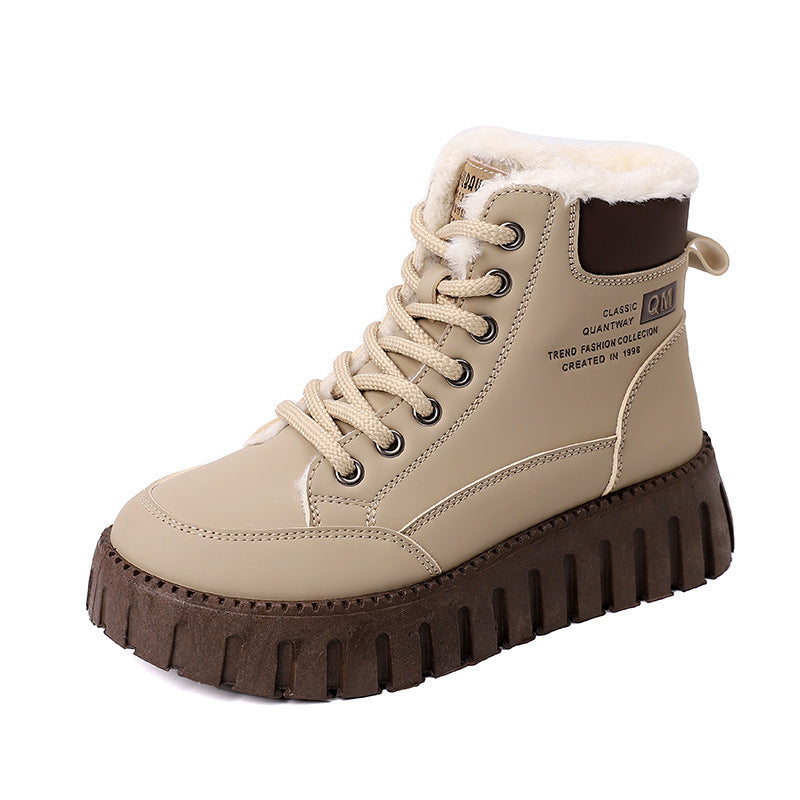 Lace-up Fleece Casual Snow Boots