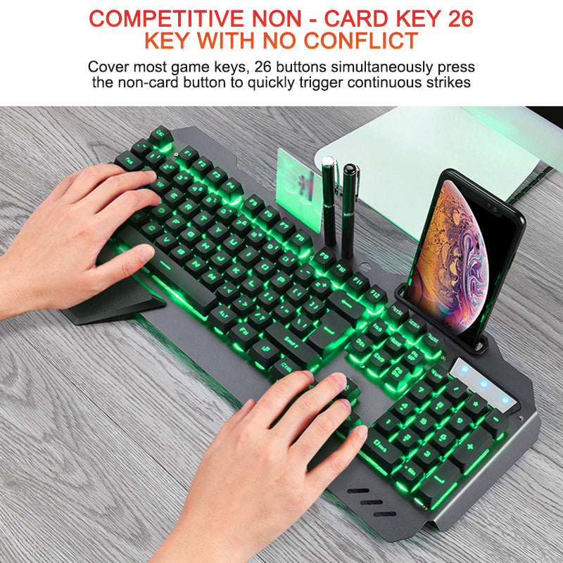 Phone Holder Gaming Keyboard with RGB Backlight