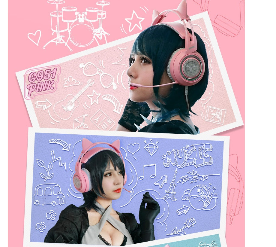 Cat Ear Virtual Surround Sound Gaming Headset