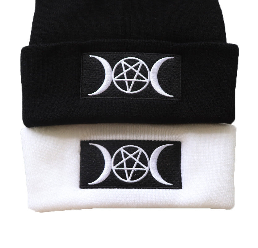 European and American Star Trend GOTH Beanie Embroidery Knitted Hat