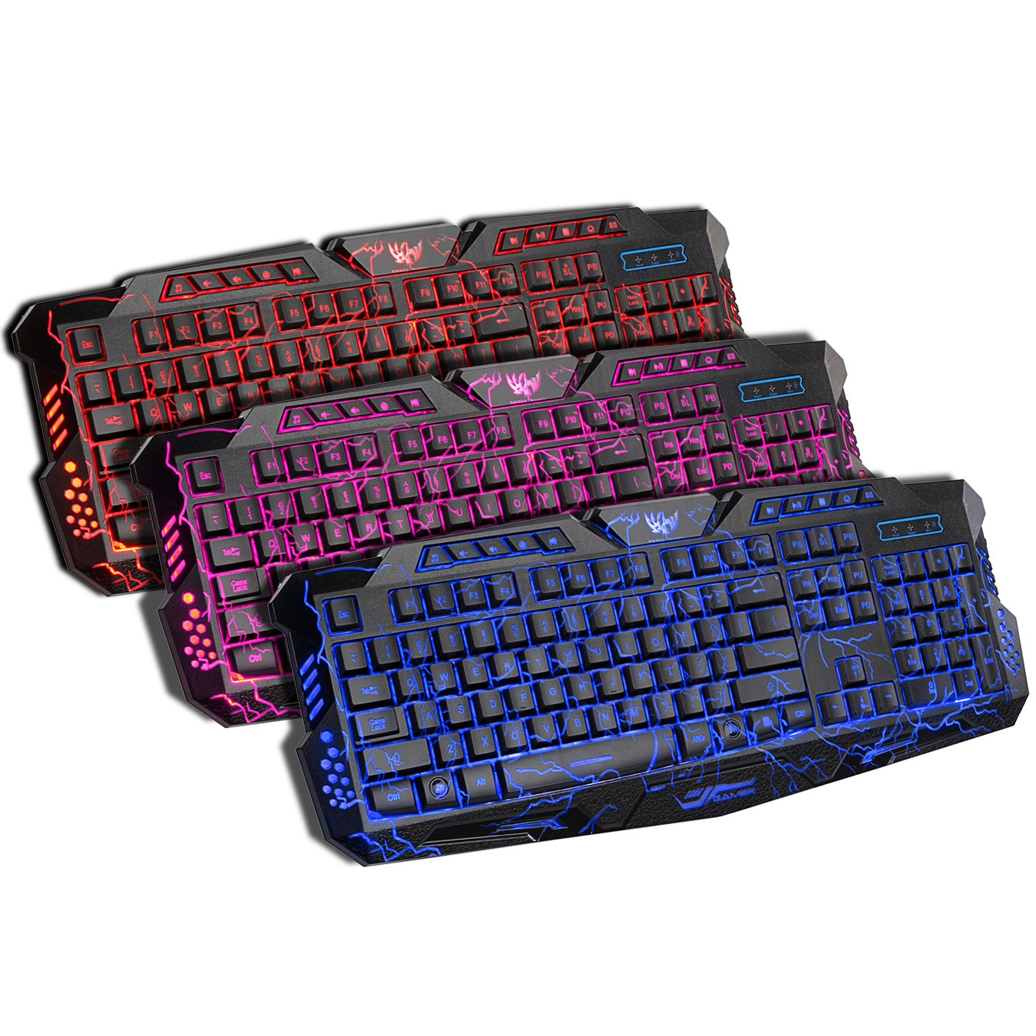 Backlit cracked style gaming keyboard