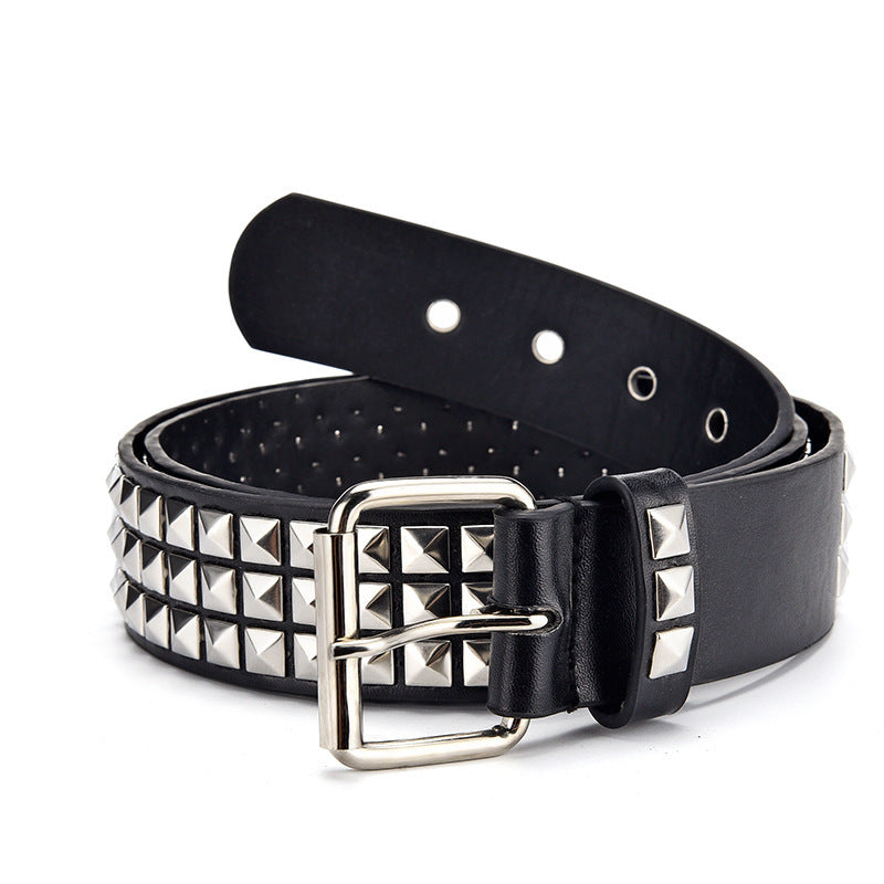 Men's Punk Belt Pyramid Rivet Belt Catch Beads