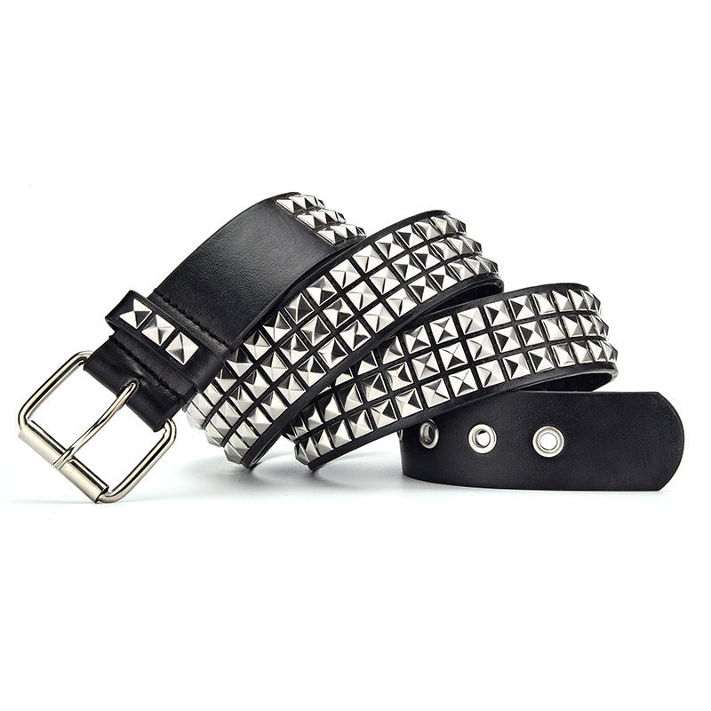 Men's Punk Belt Pyramid Rivet Belt Catch Beads