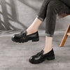 Womens LeatherThick Heel Loafers