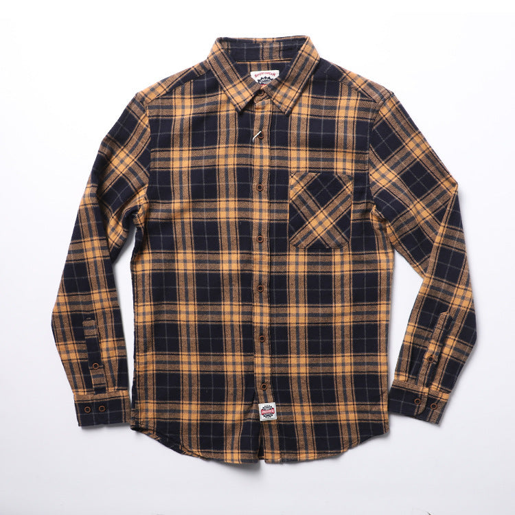 Washed Brushed Plaid Long Sleeve Shirt