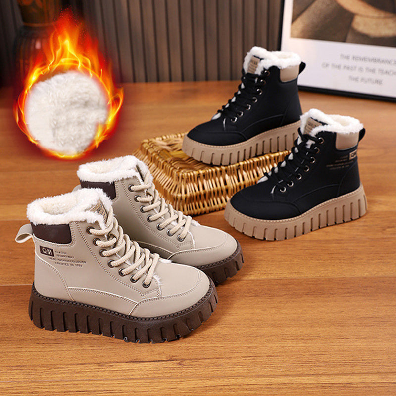 Lace-up Fleece Casual Snow Boots