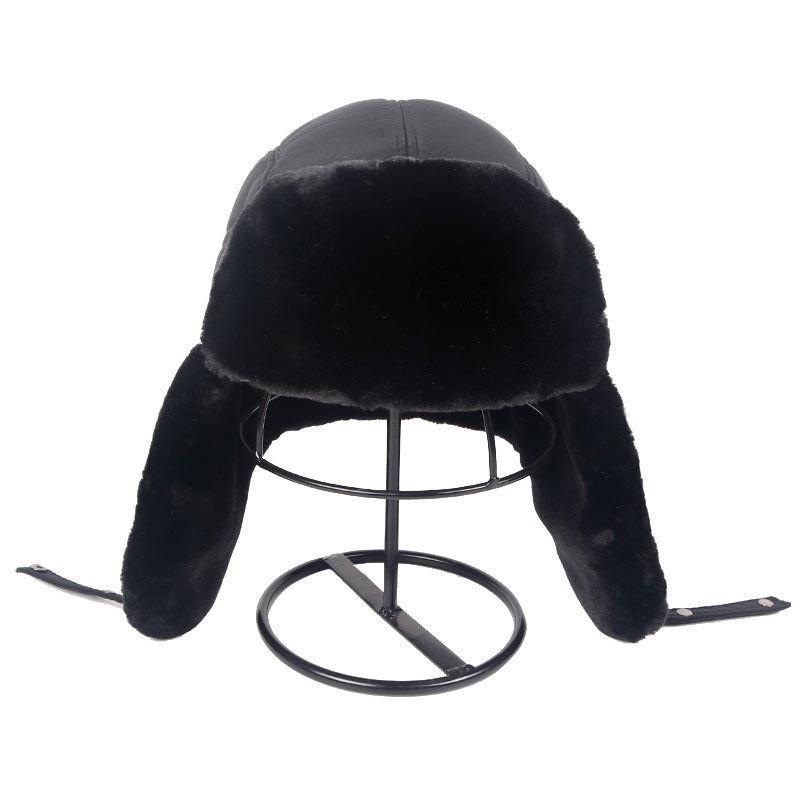 Plus Velvet Thick Warm And Windproof Lei Feng Hat Black Ear Protection