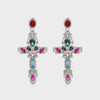 Rhinestone Alloy Cross Earrings