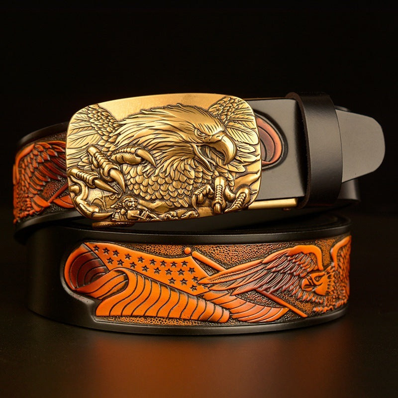 Fashion Temperament Eagle Head Automatic Buckle Men's Belt