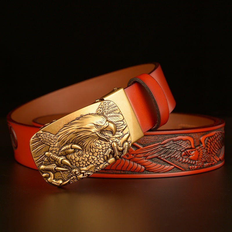 Fashion Temperament Eagle Head Automatic Buckle Men's Belt