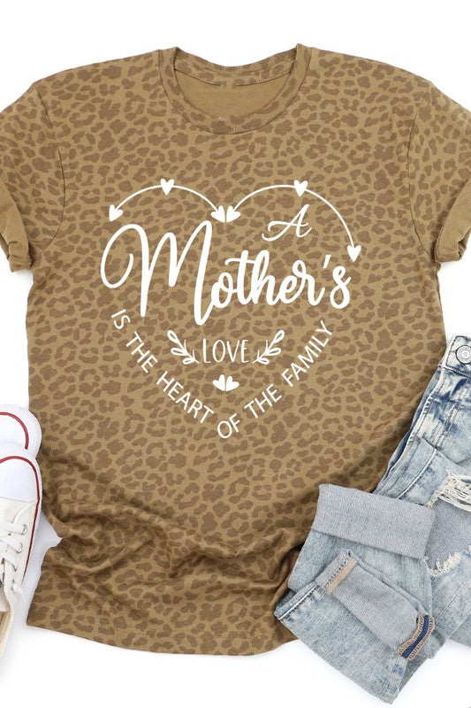 Mother's Love Heart of the Family Leopard Tee