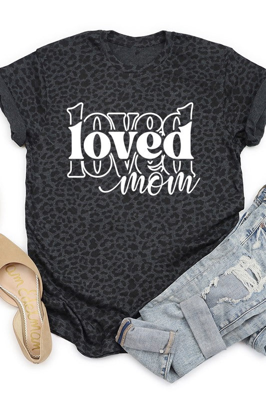 Mother's Day Loved Mom Stack Leopard Tee