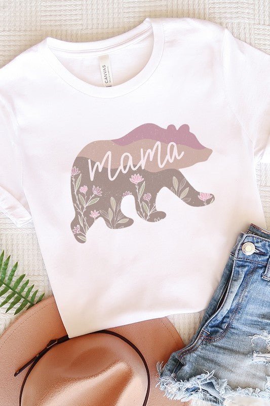 Mother's Day Mama Floral Bear Graphic Tee