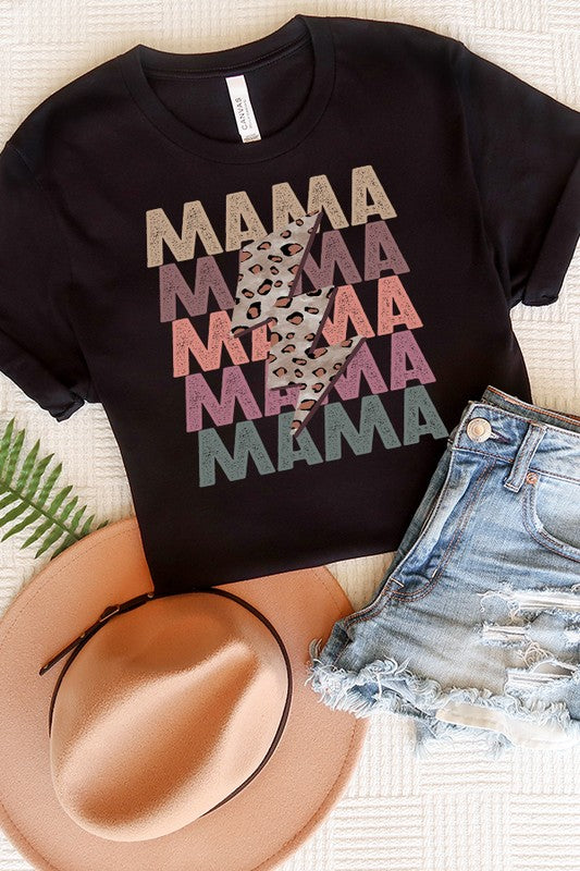 Mother's Day Mama Leopard Bolt Graphic Tee