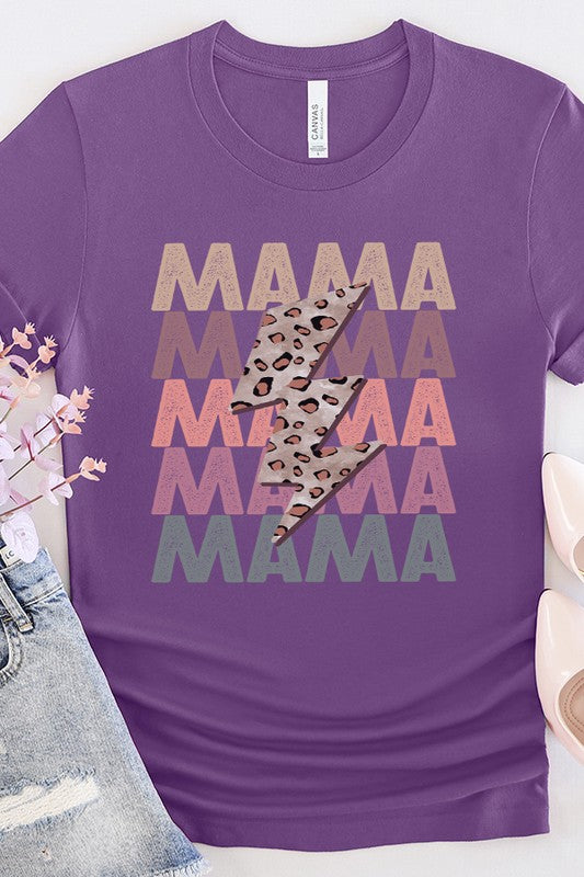 Mother's Day Mama Leopard Bolt Graphic Tee