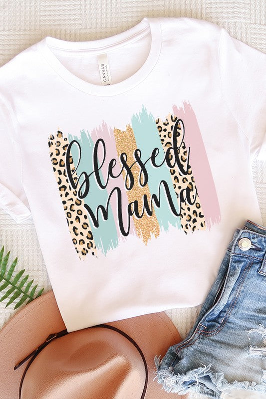 Mother's Day Blessed Mama Block Graphic Tee