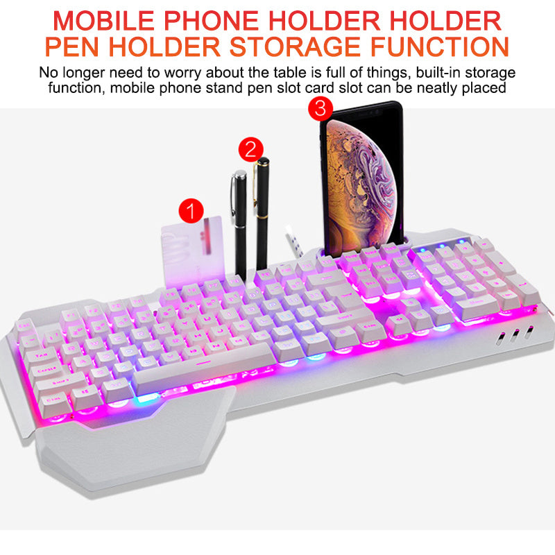 Phone Holder Gaming Keyboard with RGB Backlight