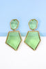 Geometrical Shape Zinc Alloy Frame Resin Dangle Earrings