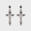 Rhinestone Alloy Cross Earrings