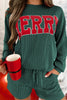 MERRY Round Neck Long Sleeve Top and Shorts Lounge Set