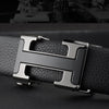 Automatic buckle men's leather belt