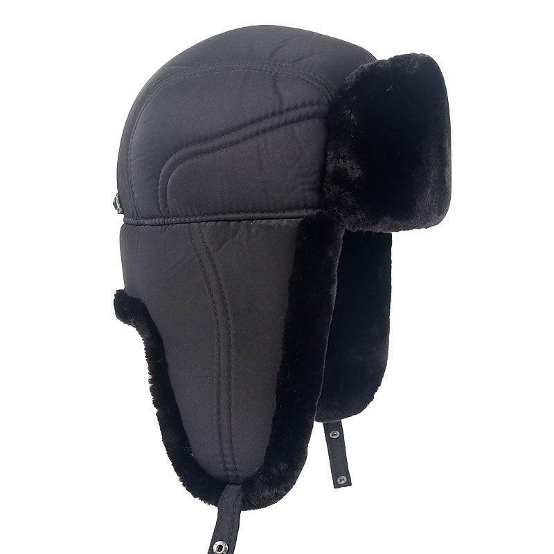 Plus Velvet Thick Warm And Windproof Lei Feng Hat Black Ear Protection