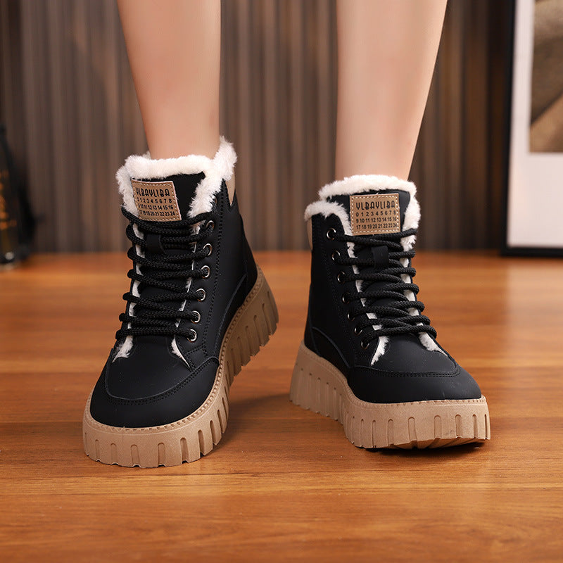 Lace-up Fleece Casual Snow Boots