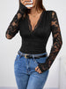 Perfee V-Neck Long Sleeve Lace Top