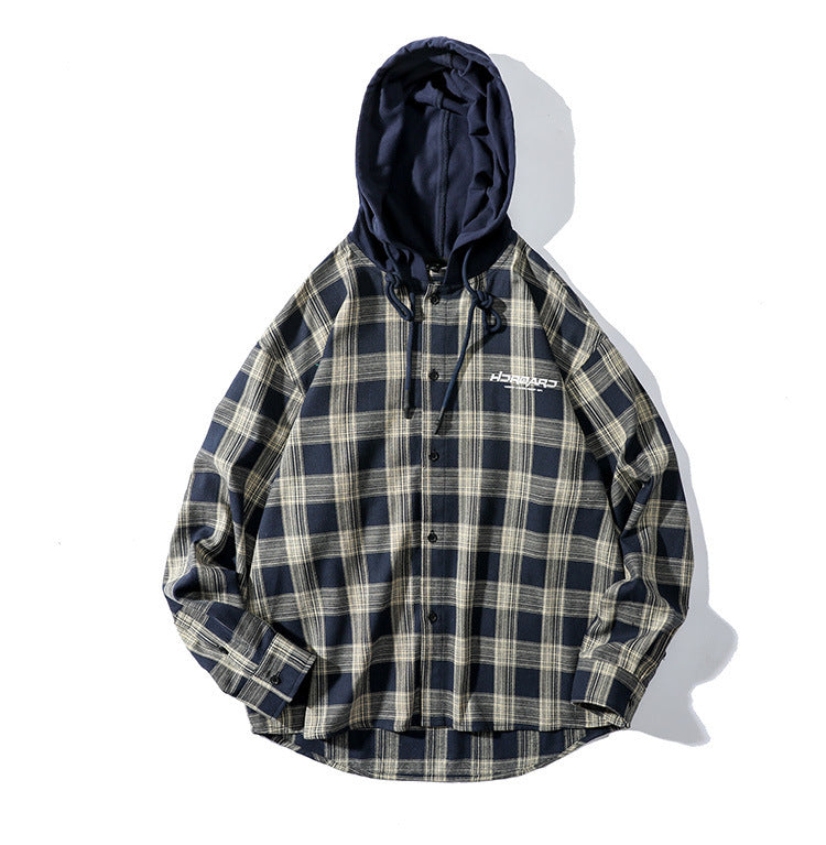 Plaid Shirt Mens Long Sleeved Korean Style Loose Lining Sweater