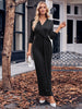 Slit Twisted Surplice Long Sleeve Dress