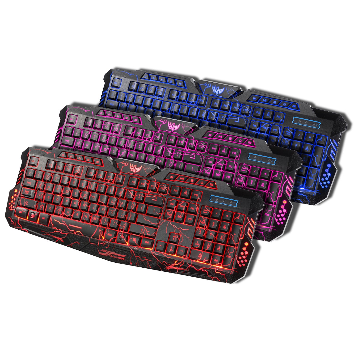 Backlit cracked style gaming keyboard