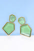 Geometrical Shape Zinc Alloy Frame Resin Dangle Earrings