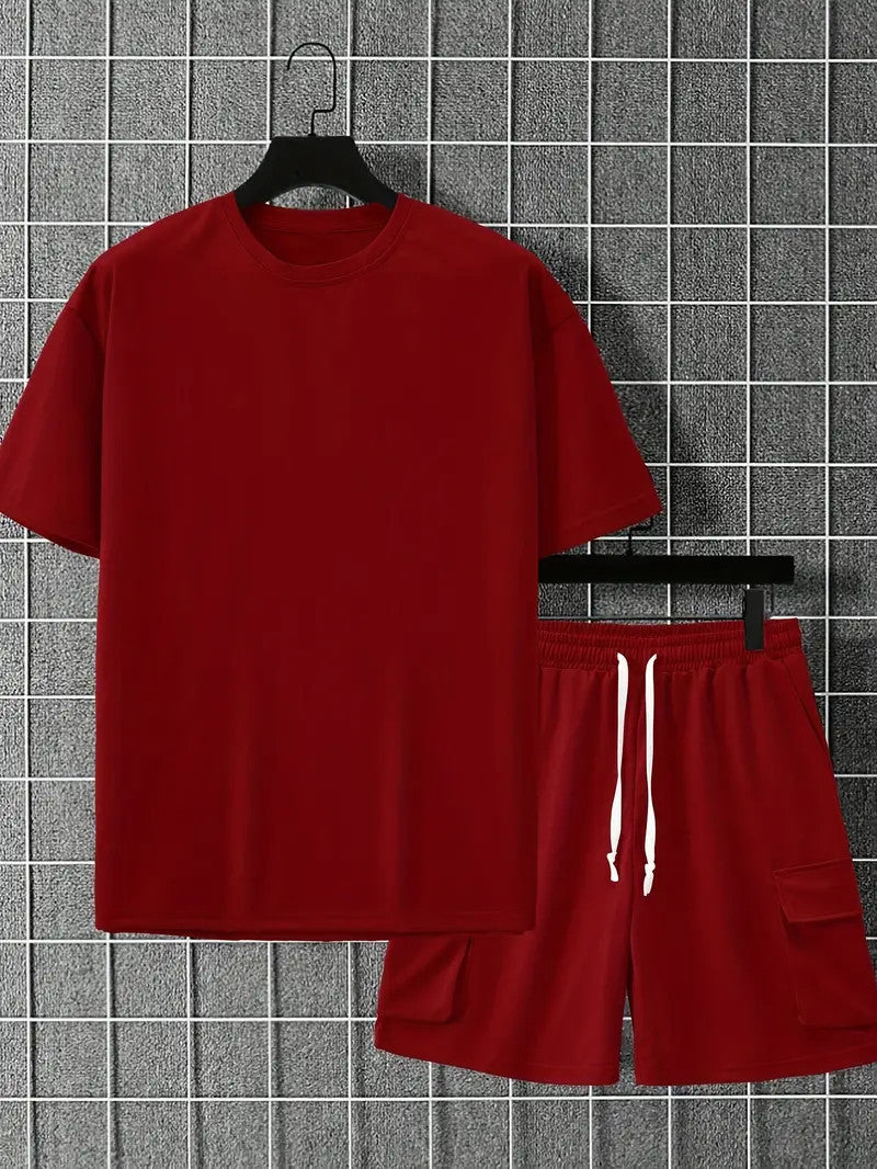 Men's Short Sleeve T-Shirt & Drawstring Shorts s 2-piece Set