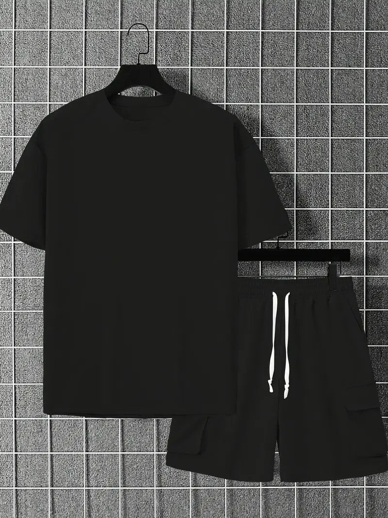 Men's Short Sleeve T-Shirt & Drawstring Shorts s 2-piece Set