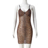 Slim Fit Leopard Print V-neck Sling Mini Dress