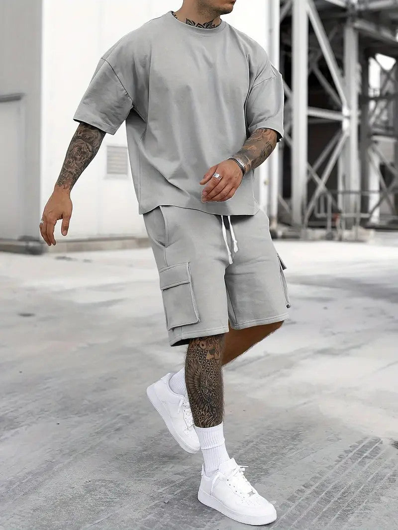 Men's Short Sleeve T-Shirt & Drawstring Shorts s 2-piece Set