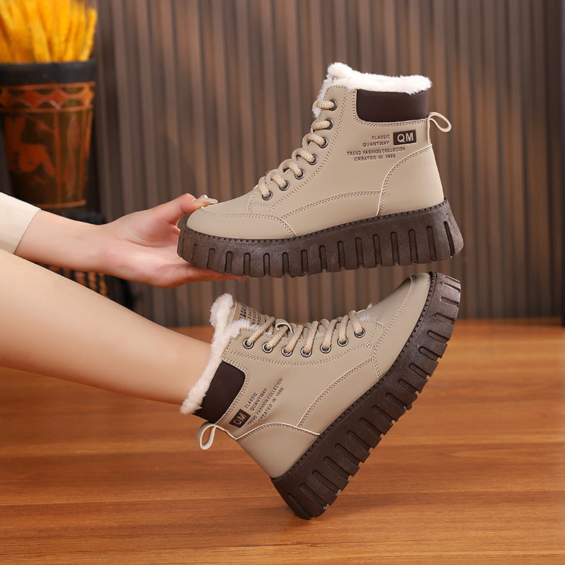 Lace-up Fleece Casual Snow Boots