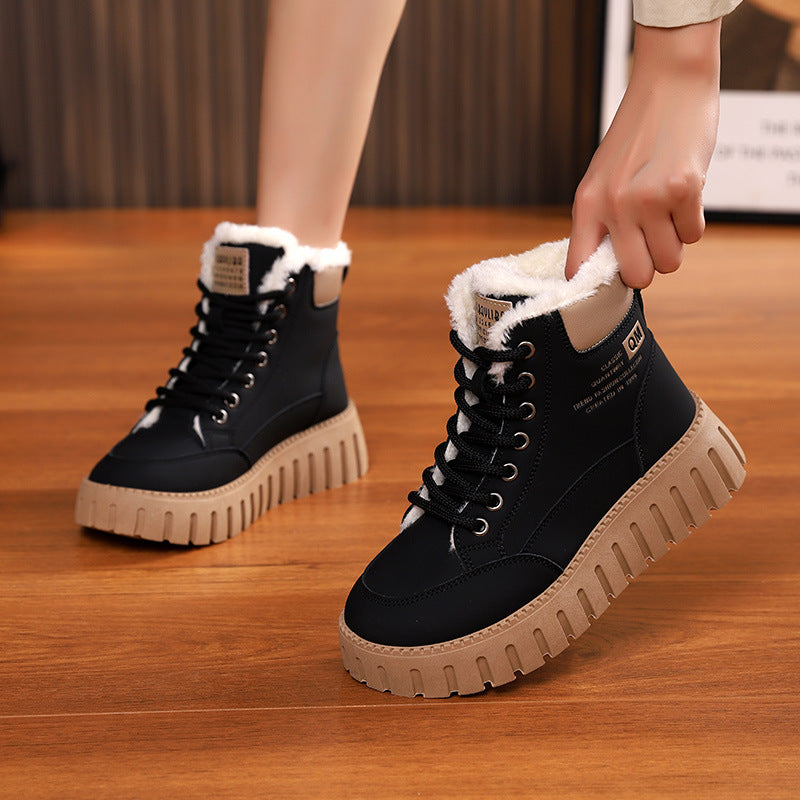 Lace-up Fleece Casual Snow Boots