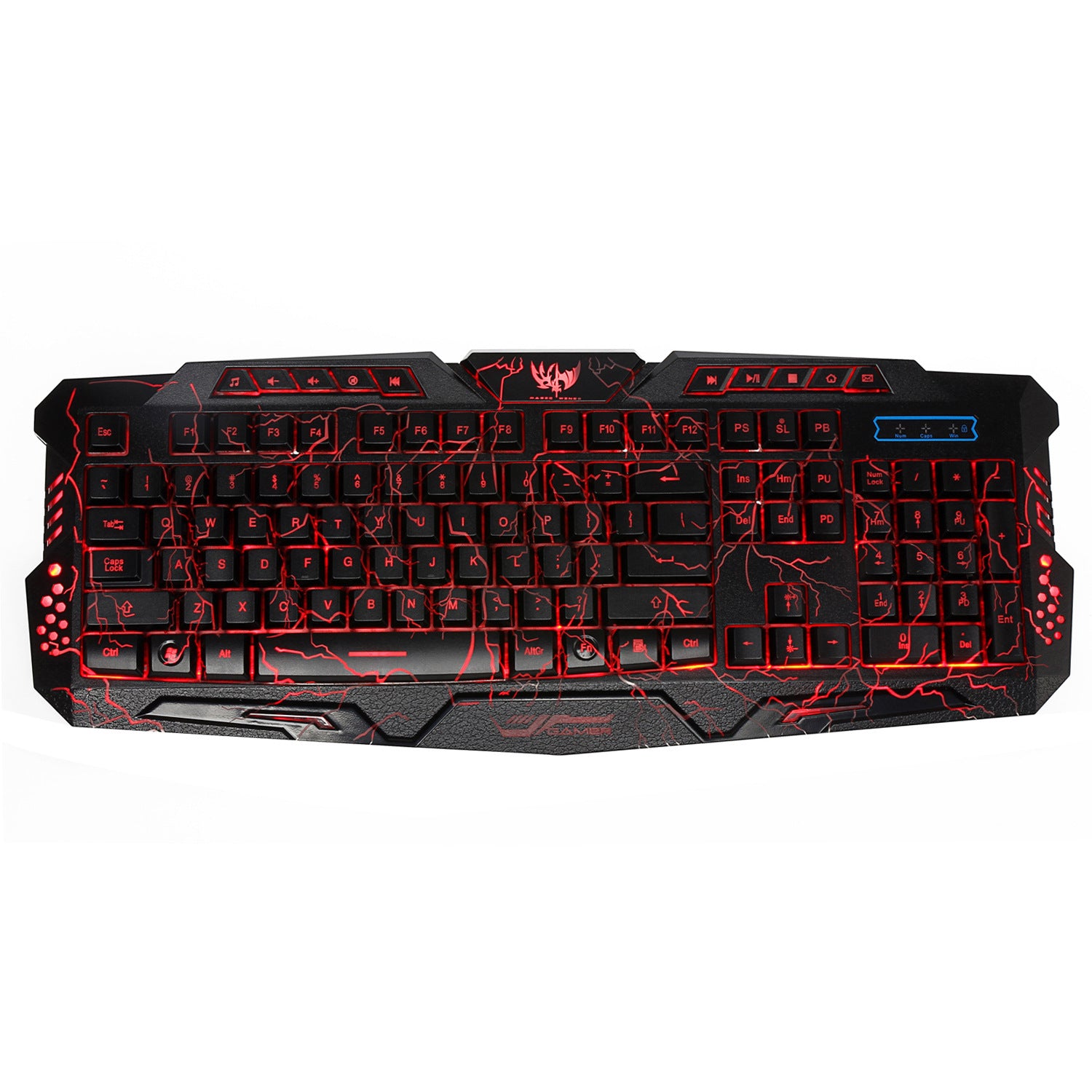 Backlit cracked style gaming keyboard