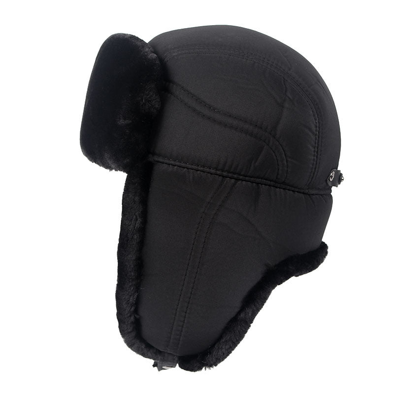 Plus Velvet Thick Warm And Windproof Lei Feng Hat Black Ear Protection