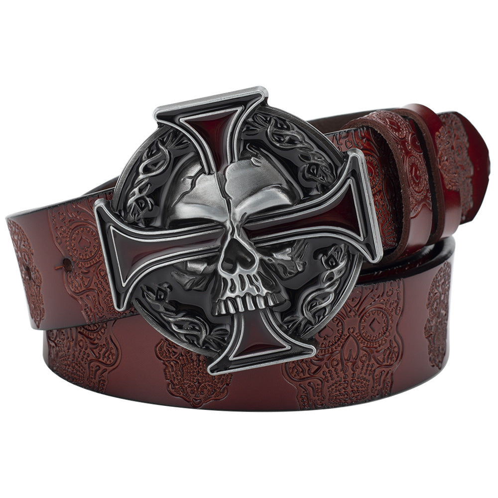 Embossed Solid Colour Ghost Head Belt Two Layer