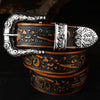 Carved Pin Buckle Leather Belt Head Layer Cowhide Embossed Belt