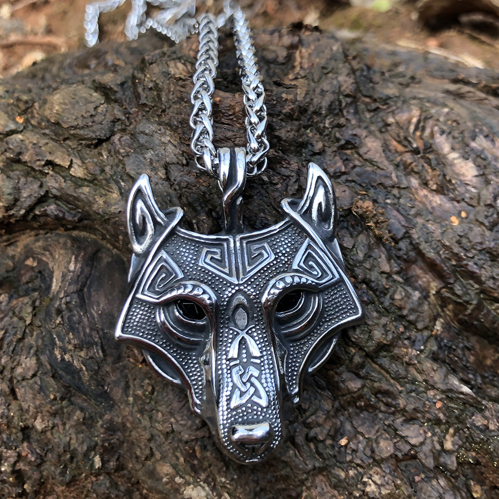 Wolf Head Pendant Chain Necklace