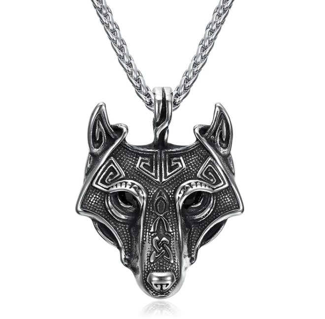 Wolf Head Pendant Chain Necklace