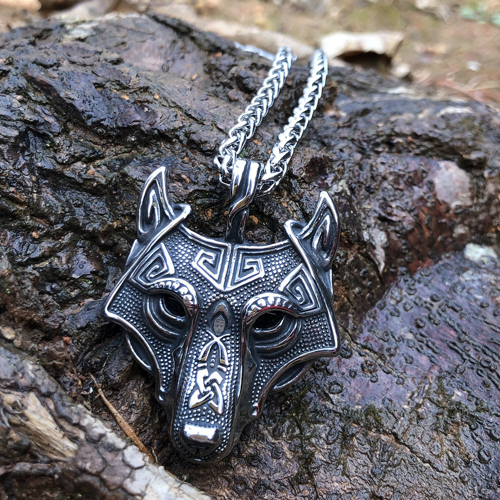 Wolf Head Pendant Chain Necklace