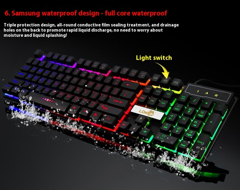 Industry gaming keyboard glowing usb cable gaming keyboard