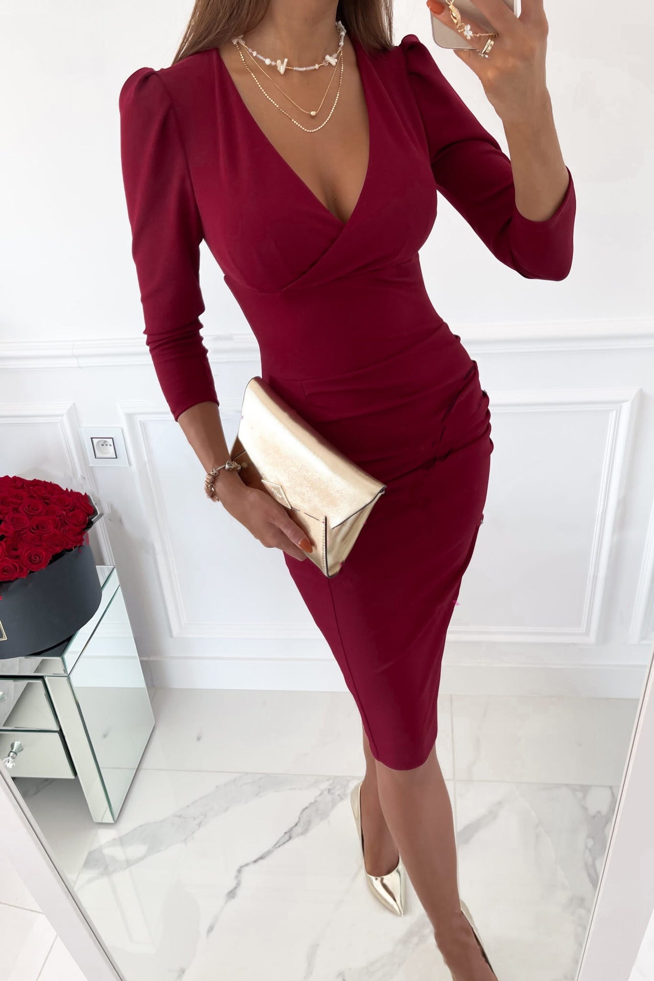 Women's Solid Color Fashion Temperament Commute Dress