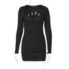 Women's Deep V Tube Top Long Sleeve Slim-fit Pleated Dress