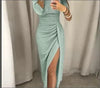 Slit Slash-neck Dress Women Sparkling Slim Long Dress