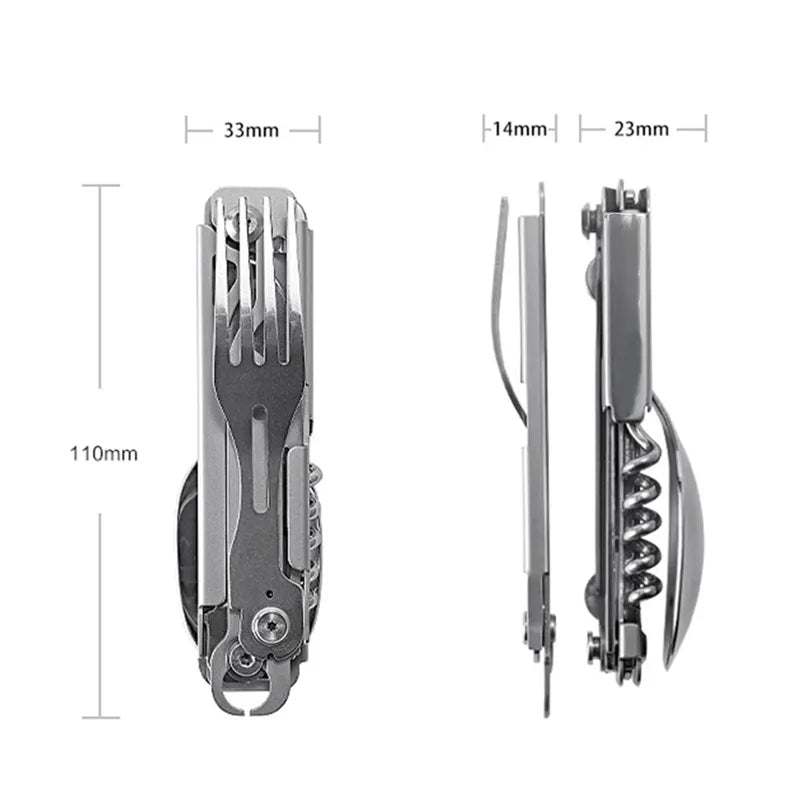 🏕️ Experience Effortless Outdoor Dining: Stainless Steel Multi-function Portable Utensil Set